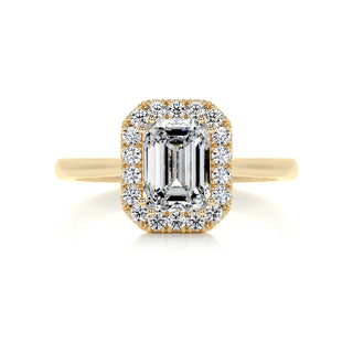 1.0 CT Emerald Cut Halo Cathedral Moissanite Engagement Ring
