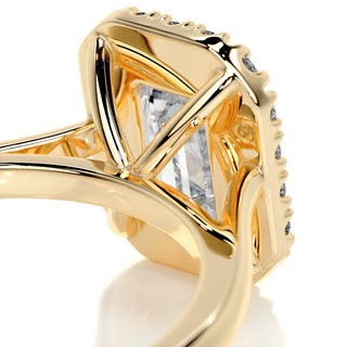 1.0 CT Emerald Cut Halo Cathedral Moissanite Engagement Ring