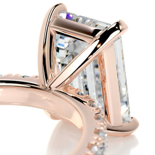 3.0ct Emerald Cut Pave Diamond Moissanite Engagement Ring