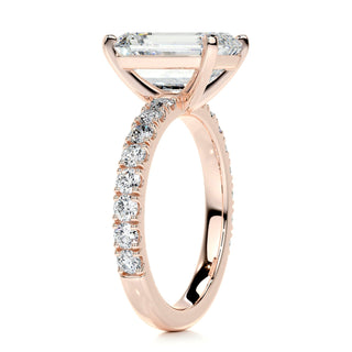 3.0ct Emerald Cut Pave Diamond Moissanite Engagement Ring