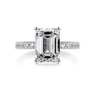 3.0ct Emerald Cut Pave Diamond Moissanite Engagement Ring