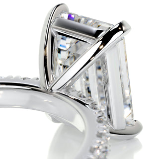 3.0ct Emerald Cut Pave Diamond Moissanite Engagement Ring