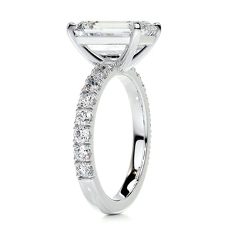 3.0ct Emerald Cut Pave Diamond Moissanite Engagement Ring