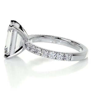 3.0ct Emerald Cut Pave Diamond Moissanite Engagement Ring