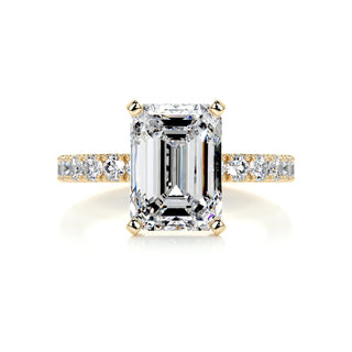3.0ct Emerald Cut Pave Diamond Moissanite Engagement Ring