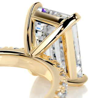 3.0ct Emerald Cut Pave Diamond Moissanite Engagement Ring