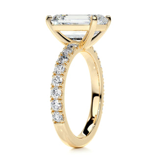 3.0ct Emerald Cut Pave Diamond Moissanite Engagement Ring