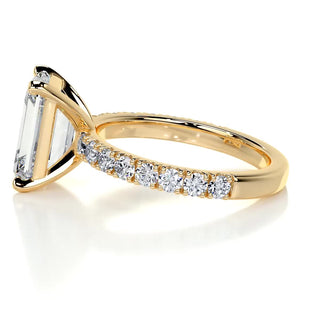 3.0ct Emerald Cut Pave Diamond Moissanite Engagement Ring