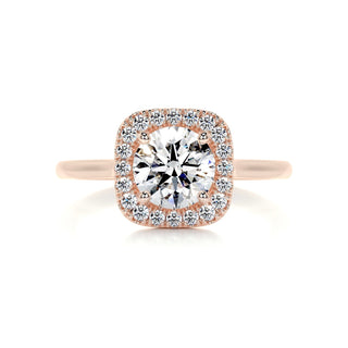 Shimmering 1.0ct round halo moissanite ring front view image 3