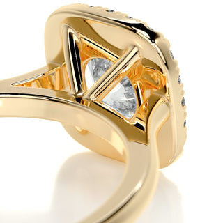 Shimmering 1.0ct round halo moissanite ring angled view showing its sparkle image 4