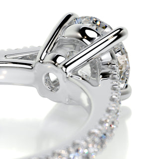 0.80ct Round Cut Pave Cathedral Diamond Moissanite Engagement Ring
