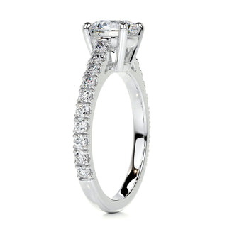 0.80ct Round Cut Pave Cathedral Diamond Moissanite Engagement Ring