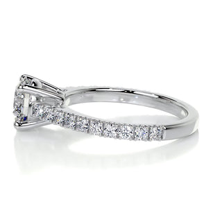 0.80ct Round Cut Pave Cathedral Diamond Moissanite Engagement Ring