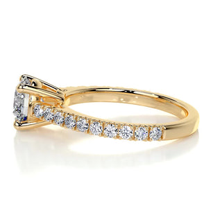 0.80ct Round Cut Pave Cathedral Diamond Moissanite Engagement Ring