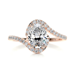 1.0 CT Oval Cut Halo Tension Style Moissanite Engagement Ring