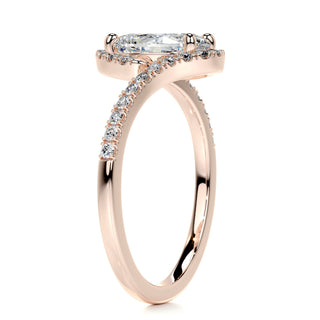 1.0 CT Oval Cut Halo Tension Style Moissanite Engagement Ring