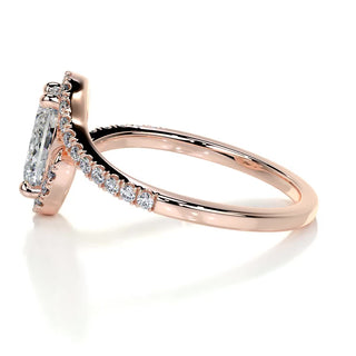 1.0 CT Oval Cut Halo Tension Style Moissanite Engagement Ring