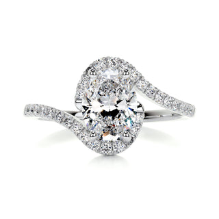 1.0 CT Oval Cut Halo Tension Style Moissanite Engagement Ring