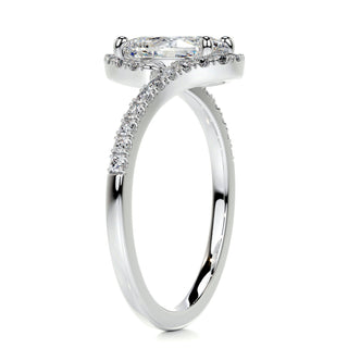 1.0 CT Oval Cut Halo Tension Style Moissanite Engagement Ring