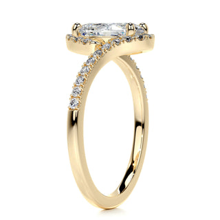 1.0 CT Oval Cut Halo Tension Style Moissanite Engagement Ring