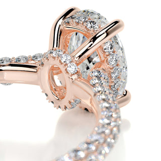 2.0ct Oval Cut Hidden Halo 3 Side Pave Diamond Moissanite Engagement Ring