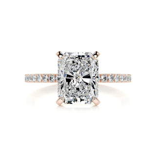 Dazzling 3.0ct radiant pave moissanite ring front view
