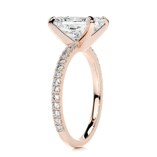 Dazzling 3.0ct radiant pave moissanite ring side profile view