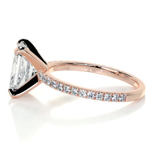 Dazzling 3.0ct radiant pave moissanite ring shown on a finger