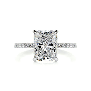 Dazzling 3.0ct radiant pave moissanite ring top view