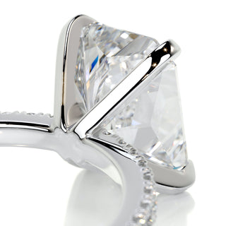 Dazzling 3.0ct radiant pave moissanite ring three quarter angled view