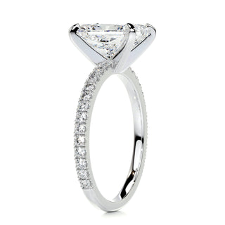Dazzling 3.0ct radiant pave moissanite ring detail view of the band