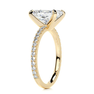 Elegant 3.0ct radiant pave moissanite ring front view