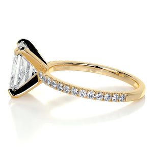 Elegant 3.0ct radiant pave moissanite ring side profile view