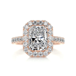 1.75ct Radiant Cut Halo Cathedral Pave Diamond Moissanite Engagement Ring