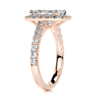 1.75ct Radiant Cut Halo Cathedral Pave Diamond Moissanite Engagement Ring