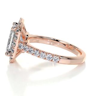 1.75ct Radiant Cut Halo Cathedral Pave Diamond Moissanite Engagement Ring