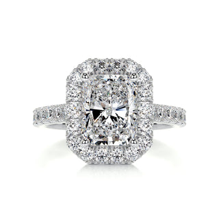 1.75ct Radiant Cut Halo Cathedral Pave Diamond Moissanite Engagement Ring