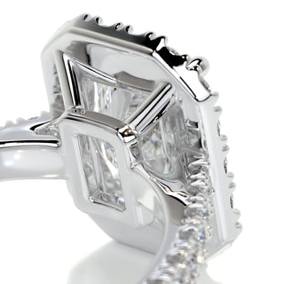 1.75ct Radiant Cut Halo Cathedral Pave Diamond Moissanite Engagement Ring