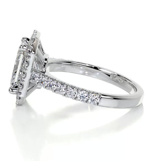1.75ct Radiant Cut Halo Cathedral Pave Diamond Moissanite Engagement Ring
