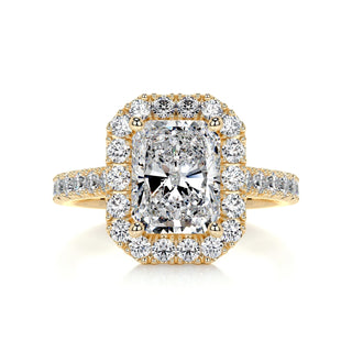 1.75ct Radiant Cut Halo Cathedral Pave Diamond Moissanite Engagement Ring