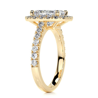 1.75ct Radiant Cut Halo Cathedral Pave Diamond Moissanite Engagement Ring