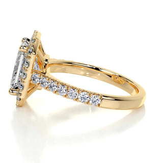1.75ct Radiant Cut Halo Cathedral Pave Diamond Moissanite Engagement Ring