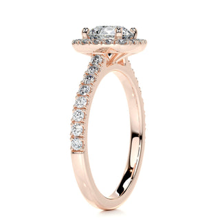 Stunning 1.0ct round halo moissanite ring side profile view image 5