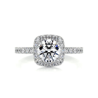 Graceful 1.0ct round halo moissanite ring sparkle close up