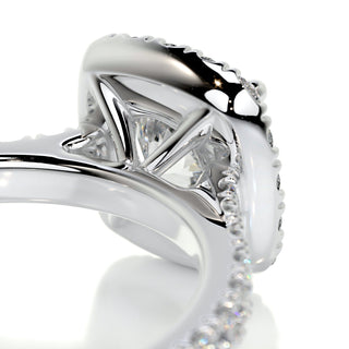 Graceful 1.0ct round halo moissanite ring overhead view
