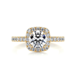 Stunning 1.0ct round halo moissanite ring angled view showing its sparkle image 6