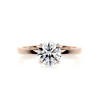 Refined 1.0ct round solitaire moissanite ring front view