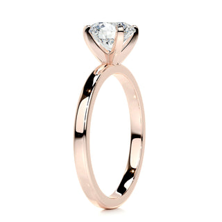 Sparkling 1.0ct round solitaire moissanite ring side profile view image 2