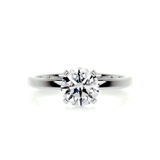 Sparkling 1.0ct round solitaire moissanite ring detail view of the band