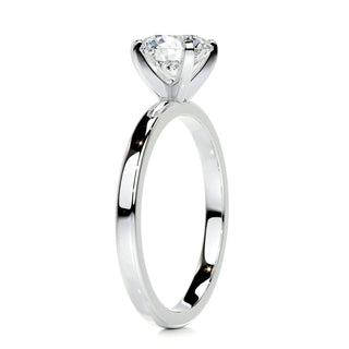 Sparkling 1.0ct round solitaire moissanite ring overhead view